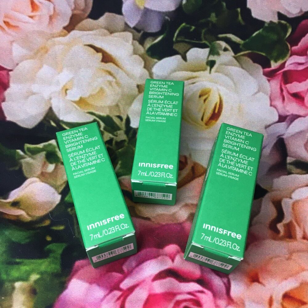 Innisfree bundle of 3 x 10 ML .23 oz Green tea enzyme vitamin C brightening face